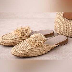 Zara Rafia Slide Mules Size Size 38 \ 7.5